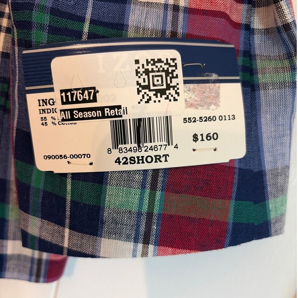 NWT IZOD Plaid Linen Blend Sport Coat Blazer 42S Preppy Derby Golfcore - Picture 2 of 14
